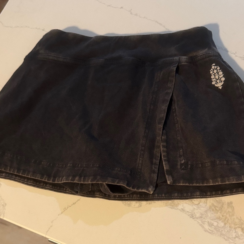 FP Movement by Free People Black Mini Skort with Floral Logo